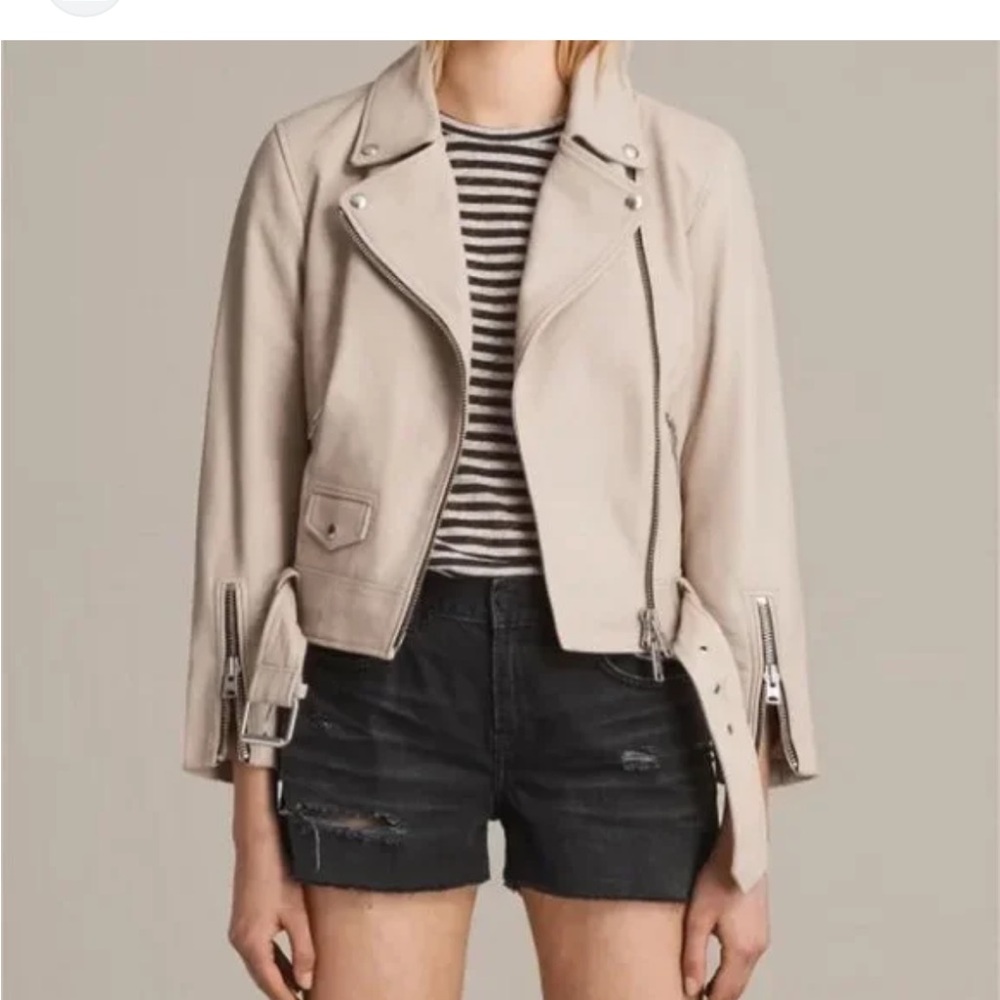 Allsaints white leather moto jacket. Size is 0 uk 4. Worn a handful of times